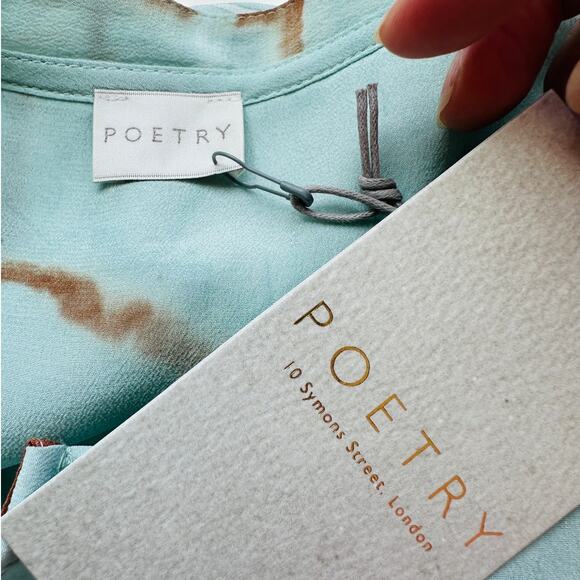 NWT Poetry Aqua Rust Tie Dye 3/4 Sleeve Front Button Mandarin Collar 12 - Picture 8 of 12